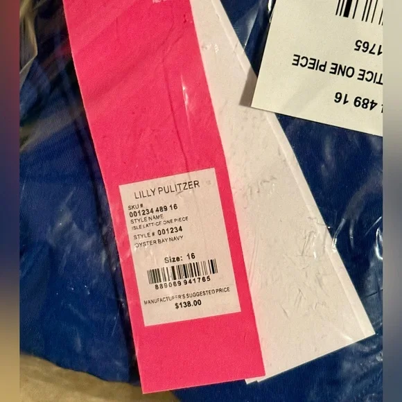 🚫SOLD NWT LILLY PULITZER ISLE LATTICE ONE PIECE SWIMSUIT: OYSTER BAY NAVY - Picture 4 of 4